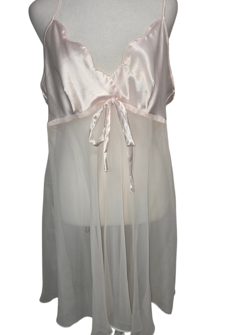 Alexandra Nicole Pink Sheer Babydoll Slip Dress L Satin Mesh Y2K